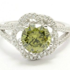 Sterling silver peridot and cubic zirconia ring